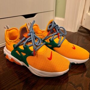 Nike Orange and Green Sneakers with Blue Laces
